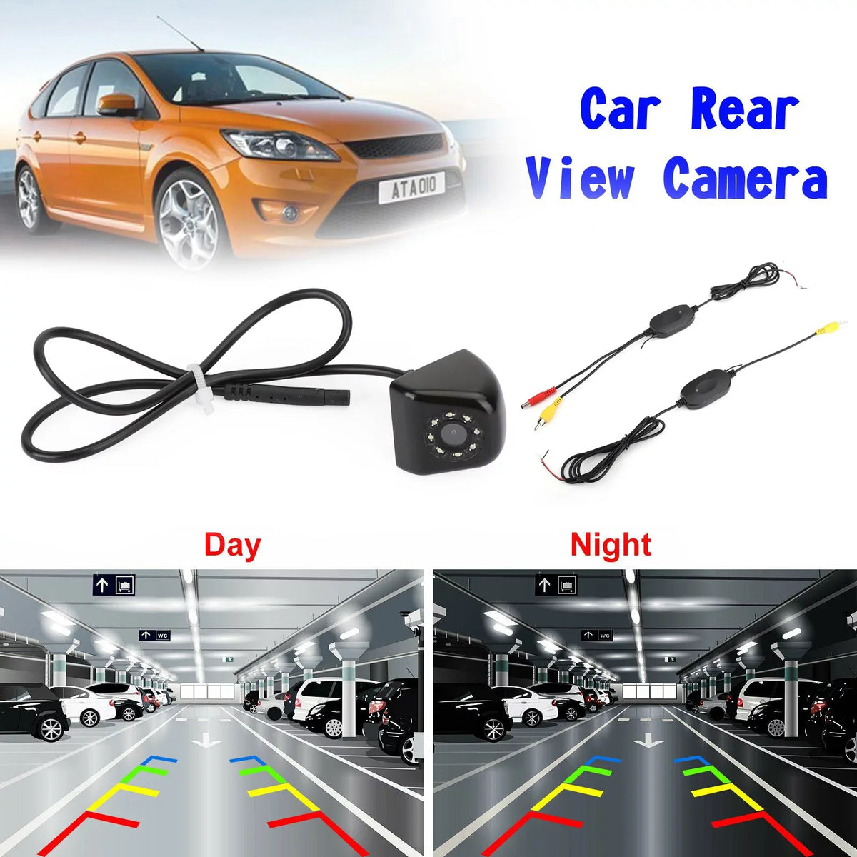 Car Parking CMOS Waterproof View Reverse Rear View Night Backup Camera Wireless