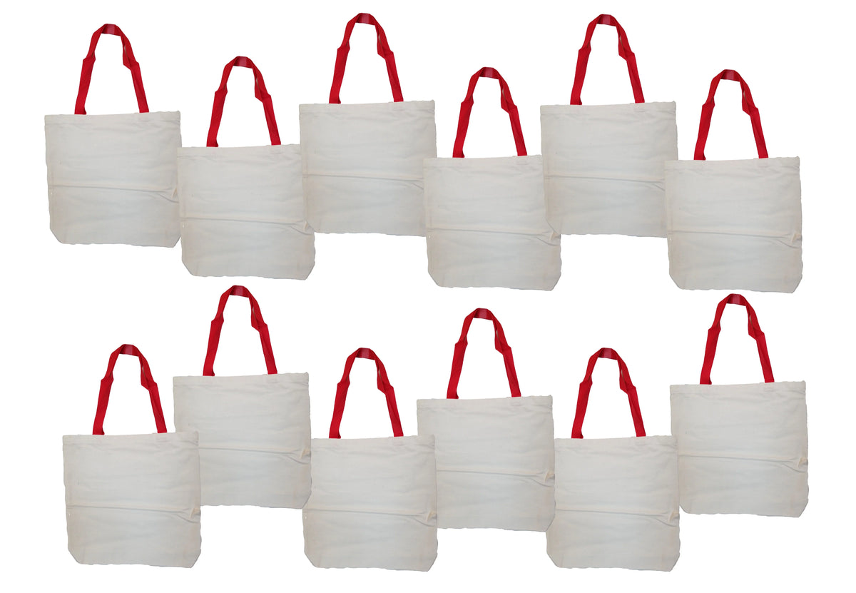 Customize Lot of Totes 1/2" x White 14 Cotton Bags Craft 12 DIY 14 1/2"