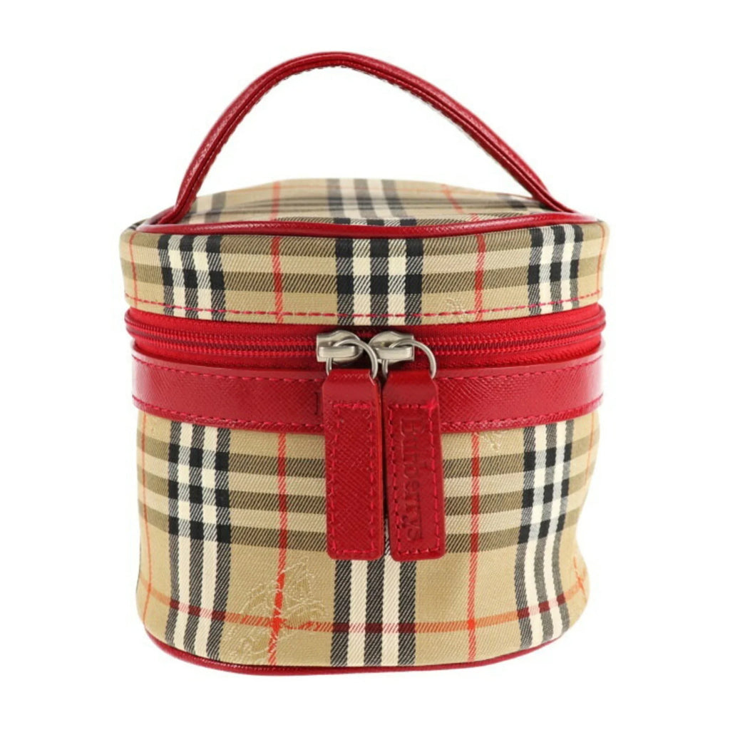 Pre-Owned Haymarket Beige Accessory Case Vanity Canvas Handbag (Good) Burberrys Red Plaid Burberry Leather