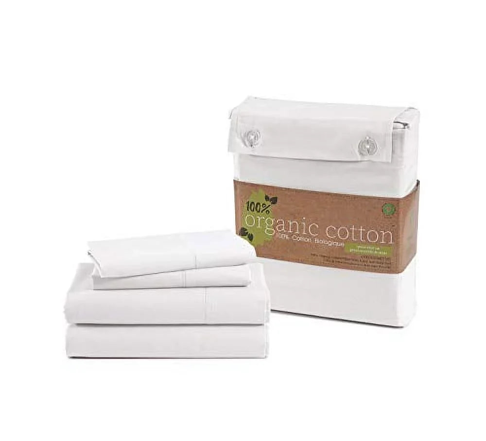 Mattress Sheets Organic LANE Pure for Set Upto 100% White Deep 15" Percale Bedding LINEN Cotton Weave Breathable 4-Piece King-Sheets Fits Bed