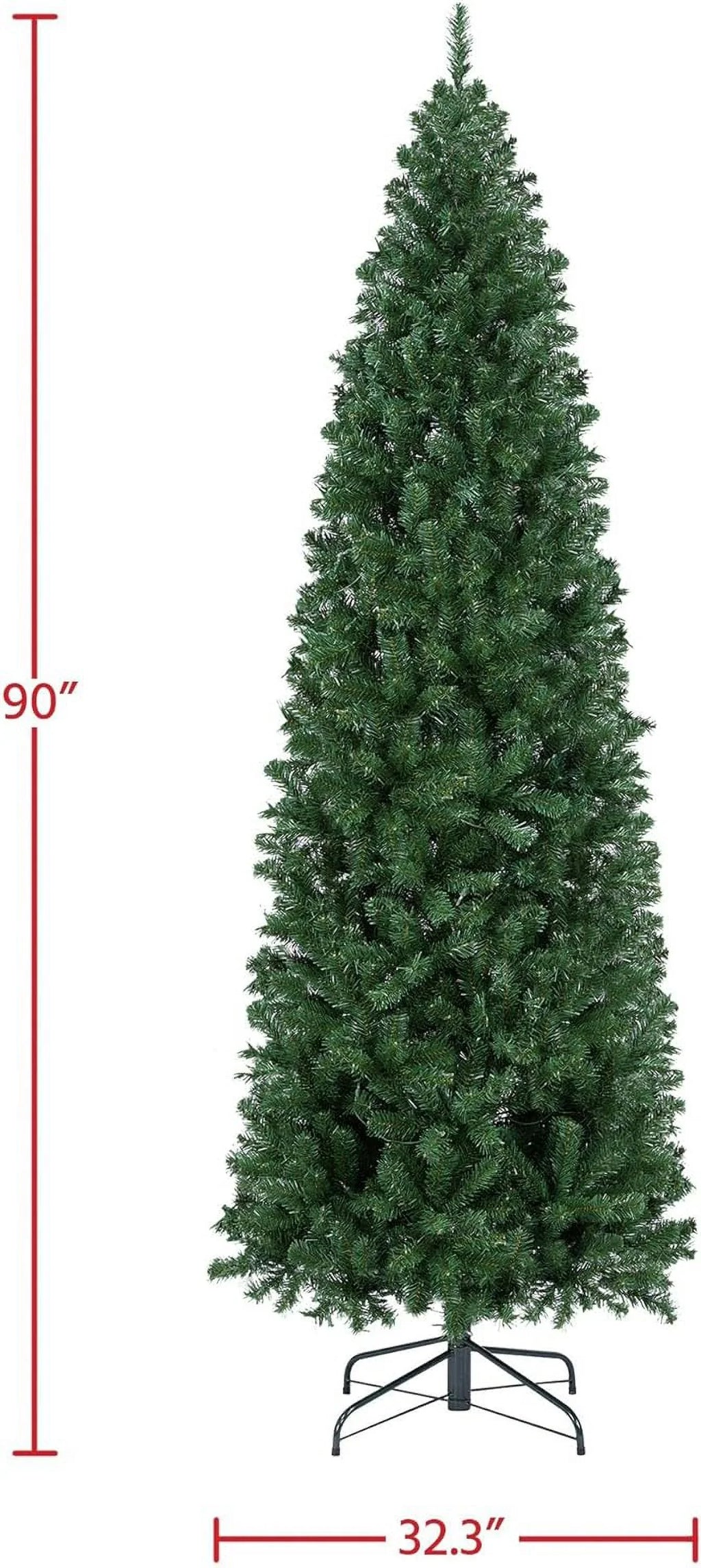 Kingswood Decoration Includes Foldable 7.5Ft Tree Stand Christmas Holiday Tree, Fir Slim Pencil Green Tree Artificial