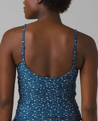 Shirred Deep Scoop Cha prAna Top Cha Tankini Small (S) Size Melody Indigo Neck