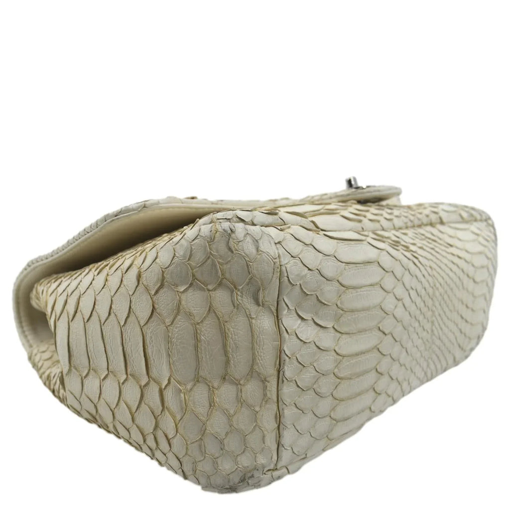 Python Crossbody Bag CHANEL Flap Leather Pre-Owned Ivory