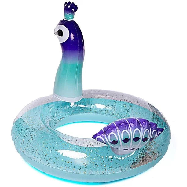Lounge Beach Party Raft Peacock Decorative Glitter Summer Swim with Party for Valves Inch Designed 48 Melia | Inflatable Kids Toys Pool Game Water Fast Float