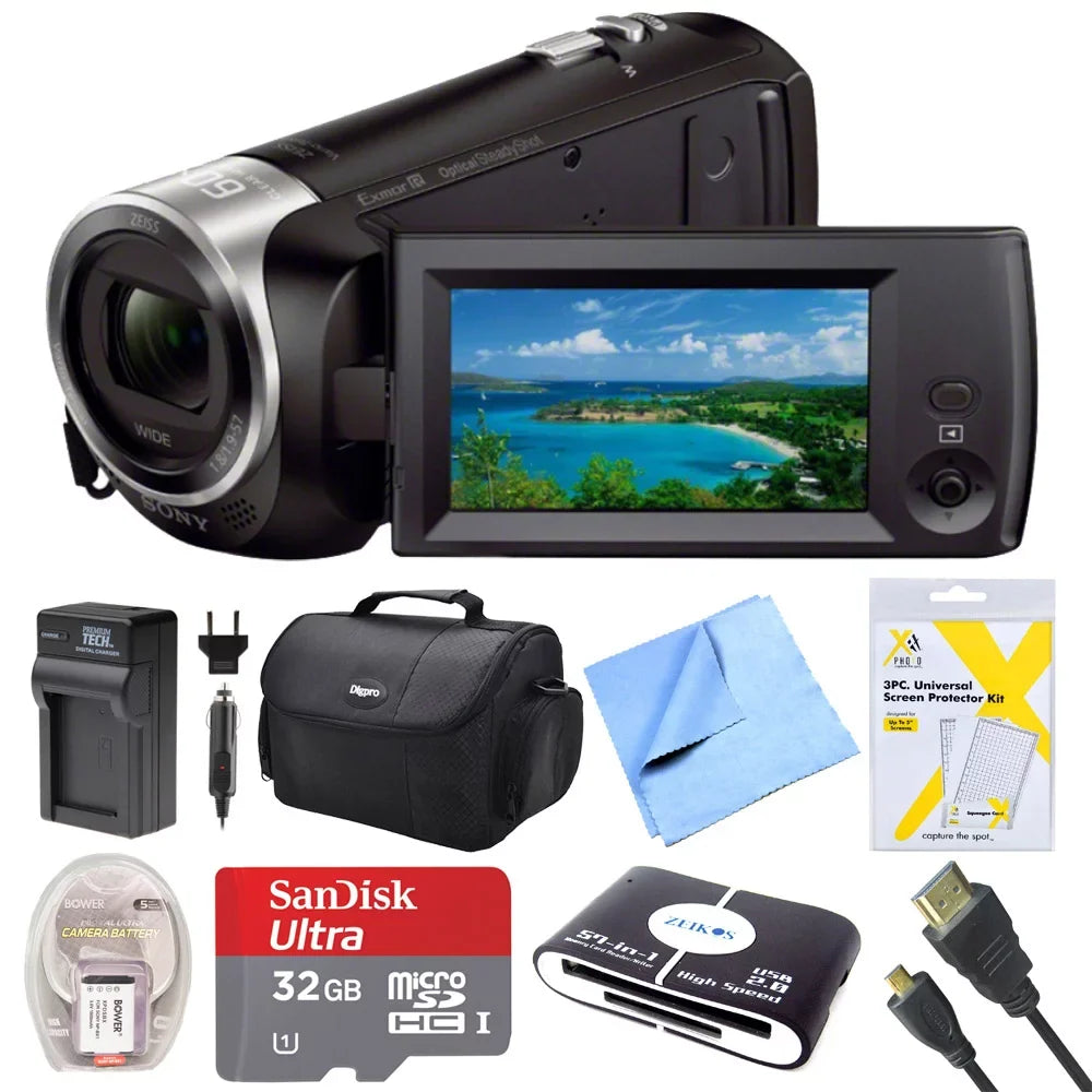 More Recording with Memory Charger, Handycam Bag, AC/DC and Pack, MicroSDHC Deluxe Video CX405 Card, Sony HDRCX405 Battery Cable, 32GB Camcorder HDR-CX405 HDMI Bundle