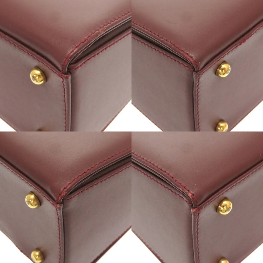 Pre-Owned must red bordeaux (Good) line Cartier leather handbag