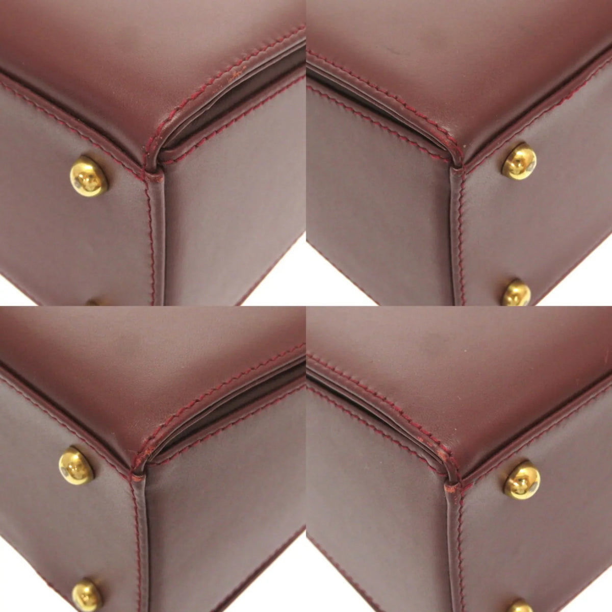 Pre-Owned must red bordeaux (Good) line Cartier leather handbag