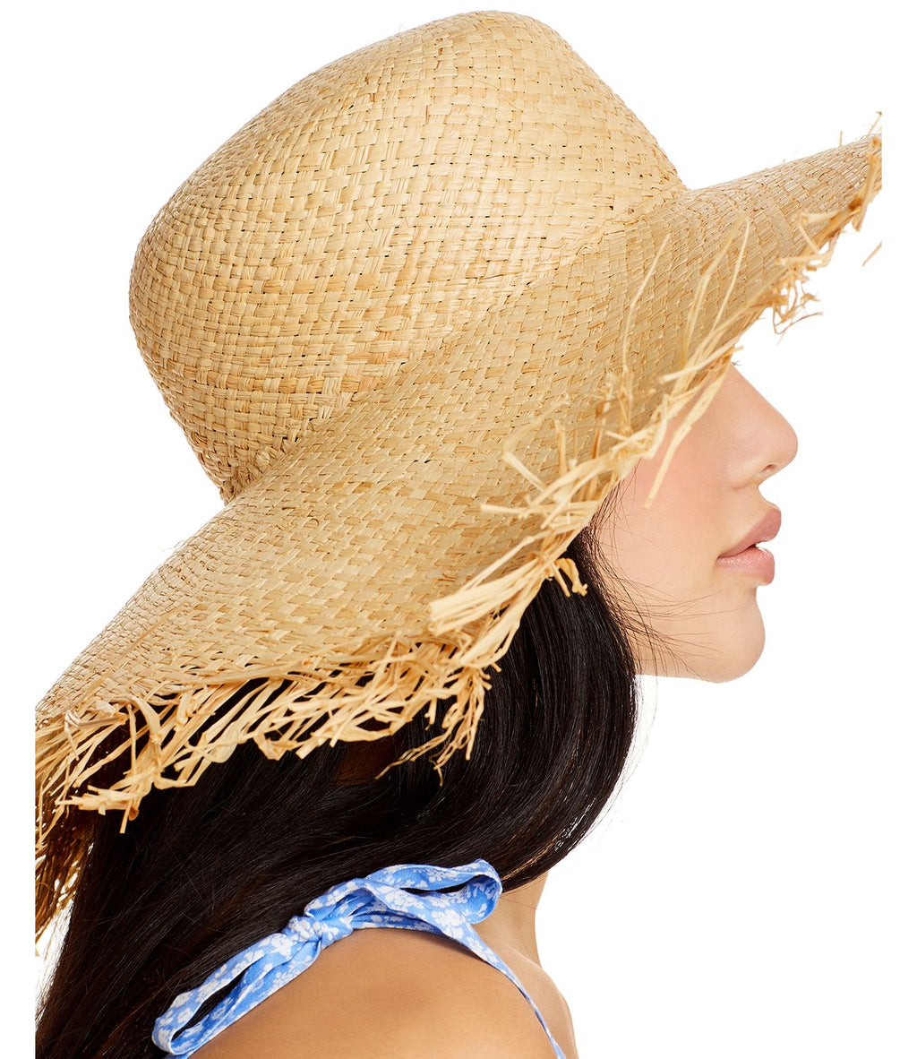 Hat Edged Raw Aqua Straw