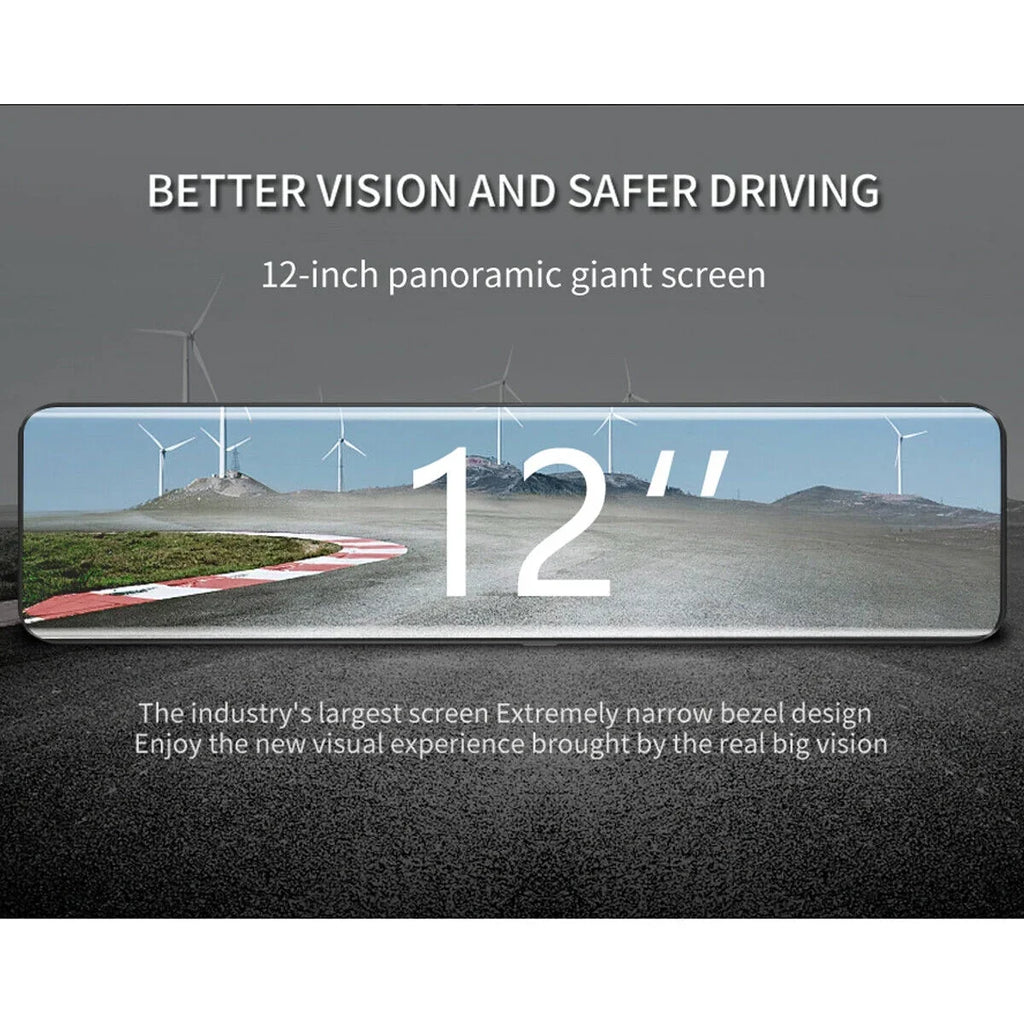 Dual Rear Angle Dash Vision Screen w/Night 4K Car Ele-mall Car Front G-Sensor Dash Camera Wide Backup Camera Dual Cam, 12inch for Touch
