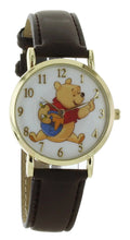 Analog Brown With Case Watch Pooh Tone Gold Band Winnie WP5003 Disney The Bees Rotating Leather