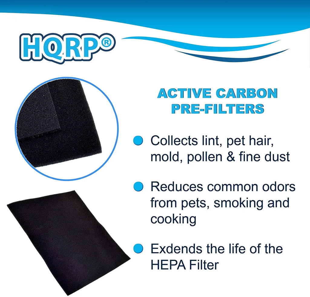 for 6-pack Replacement Purifiers AC500, Air Filter Carbon Activated HQRP AC350, fits Vornado MD1-0023 AC550 AC300,