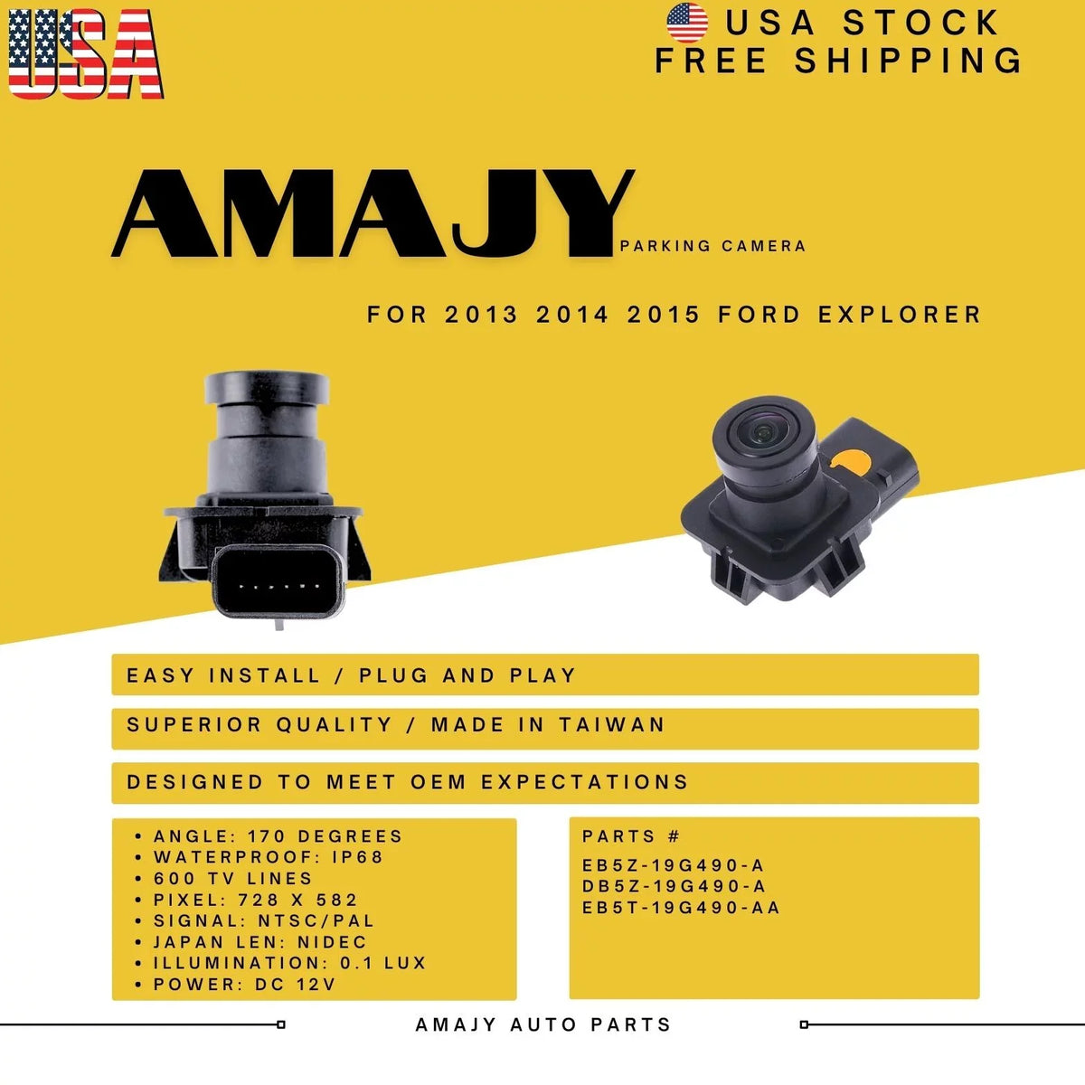 Camera Explorer 13-15 EB5Z-19G490-A EB5T-19G490-AA for DB5Z-19G490-A Replaces Ford Backup