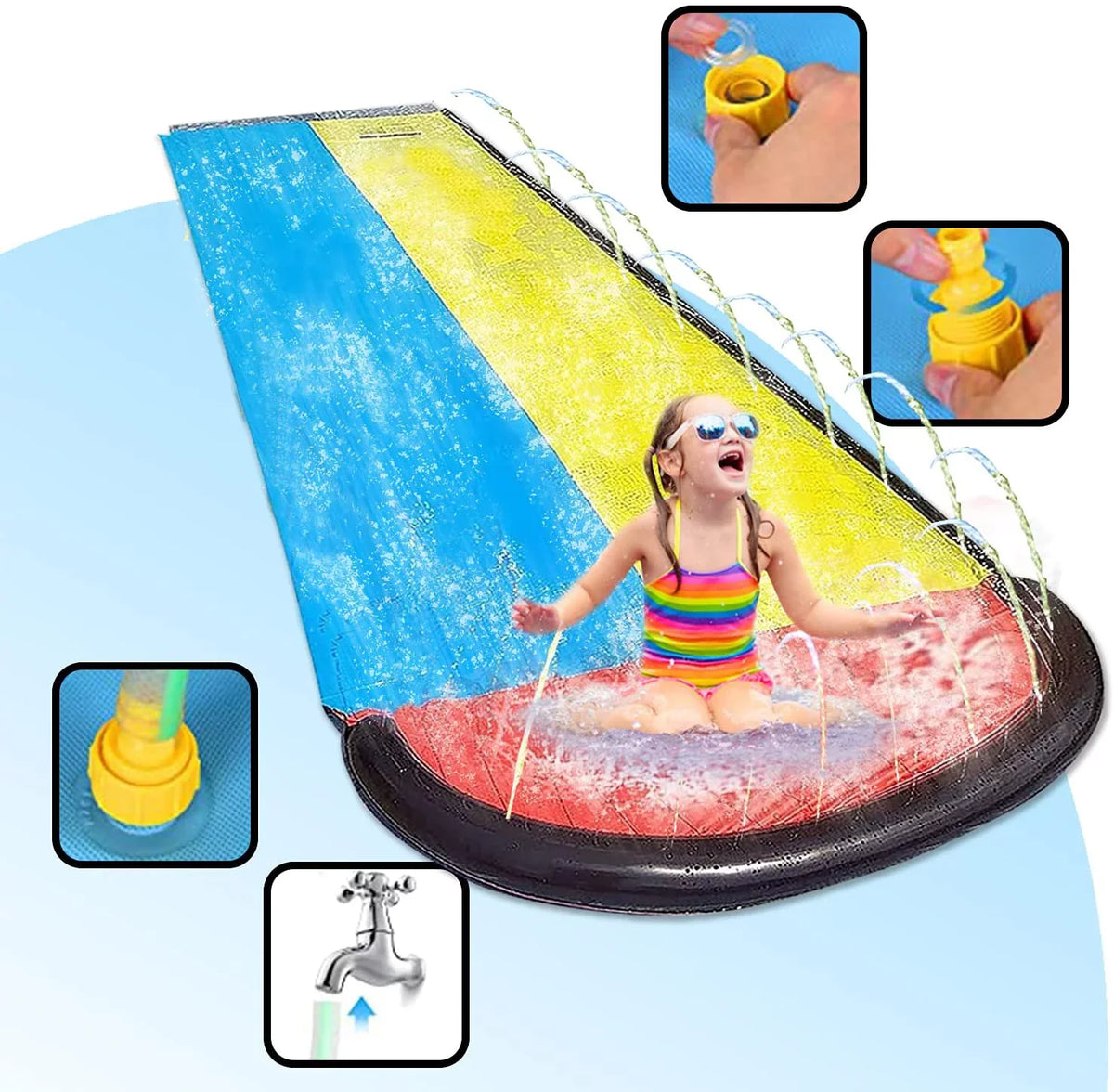 Slide 15.5ft Holes with Crash and Gazely Toy Sprinkler Inflatable Game Water Pad