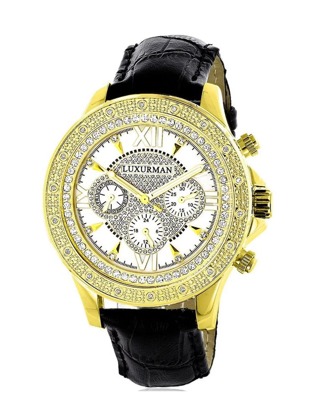 Leather Two Men's Black Watch Straps Diamond Extra with