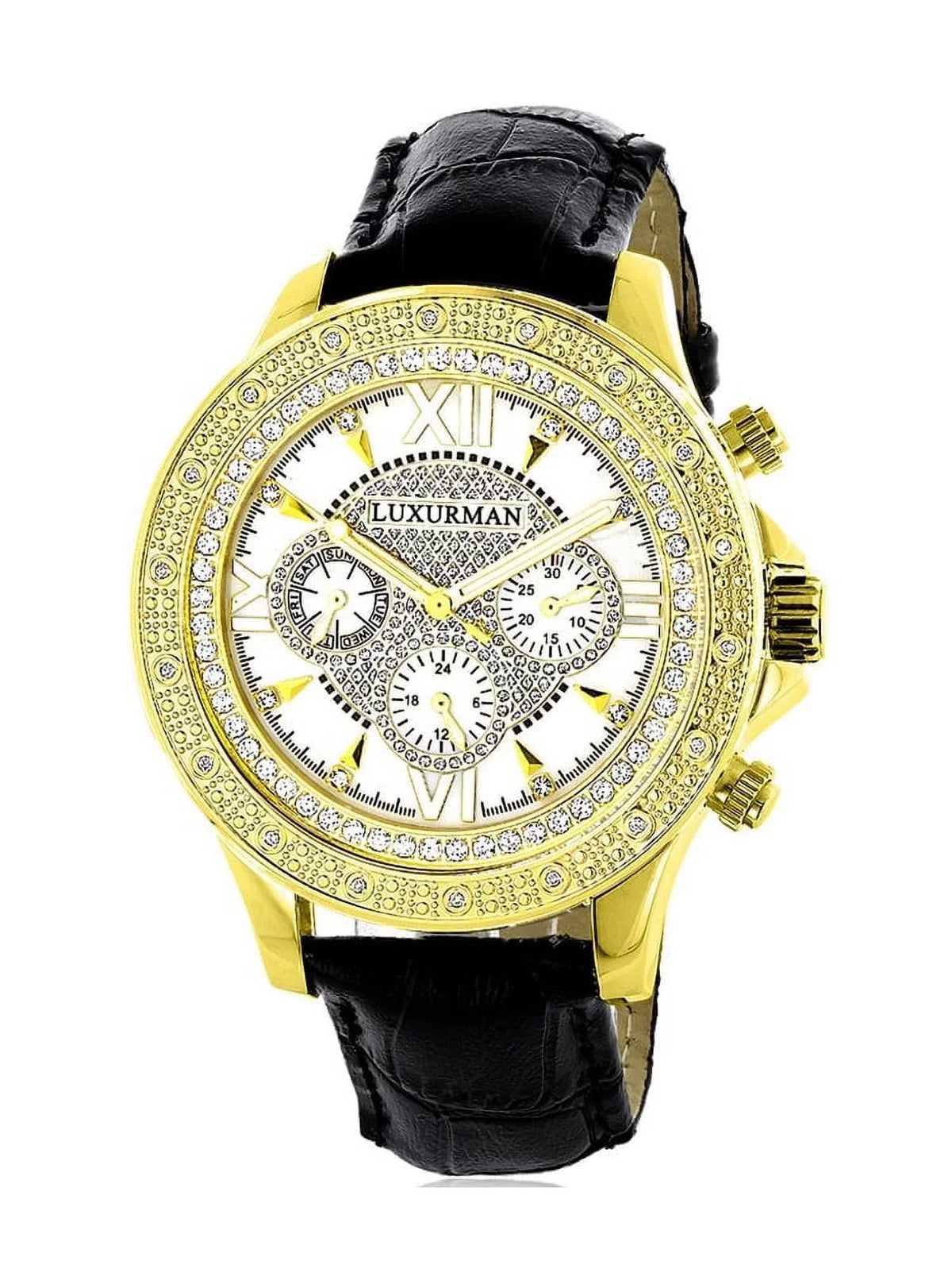 Leather Two Men's Black Watch Straps Diamond Extra with