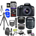 T6 Lens & Memory + Polaroid 2.2X IS Super 50" + SLR Lens .43x Camera EF-S + + Angle Digital Tripods HD & Rebel Wide with II f/3.5-5.6 Telephoto 8" 18-55mm Canon Accessory Bundle Kit Cards EOS Polaroid