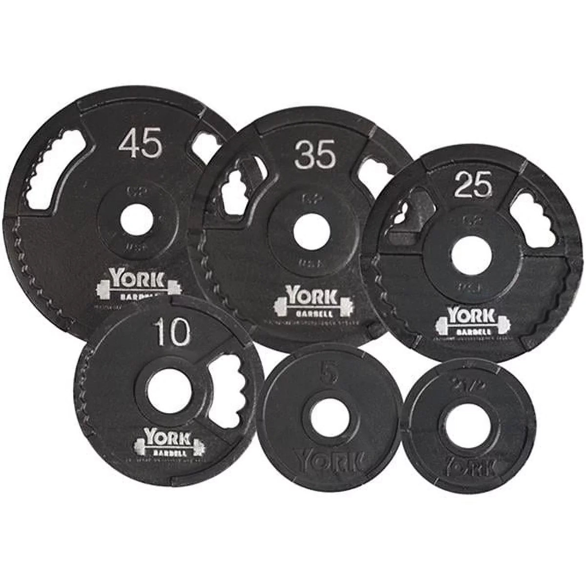 10 7422 Plate, - G2 Olympic York Black Cast Thin Line lbs Iron Barbell Dual Grip