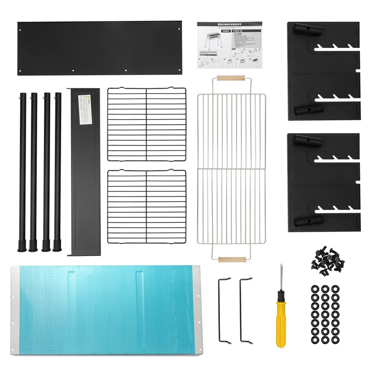 Stainless 304 Folding Grill Charcoal Grade BBQ Kits Steel with Grill Grill Barbecue Tool Miumaeov Food Camping Grill Charcoal for Portable Picnic