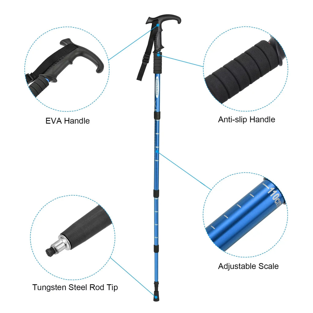 Pole Blue Telescopic T Poles Collapsible 43 Trekking Uxcell Handle, Inch Hiking
