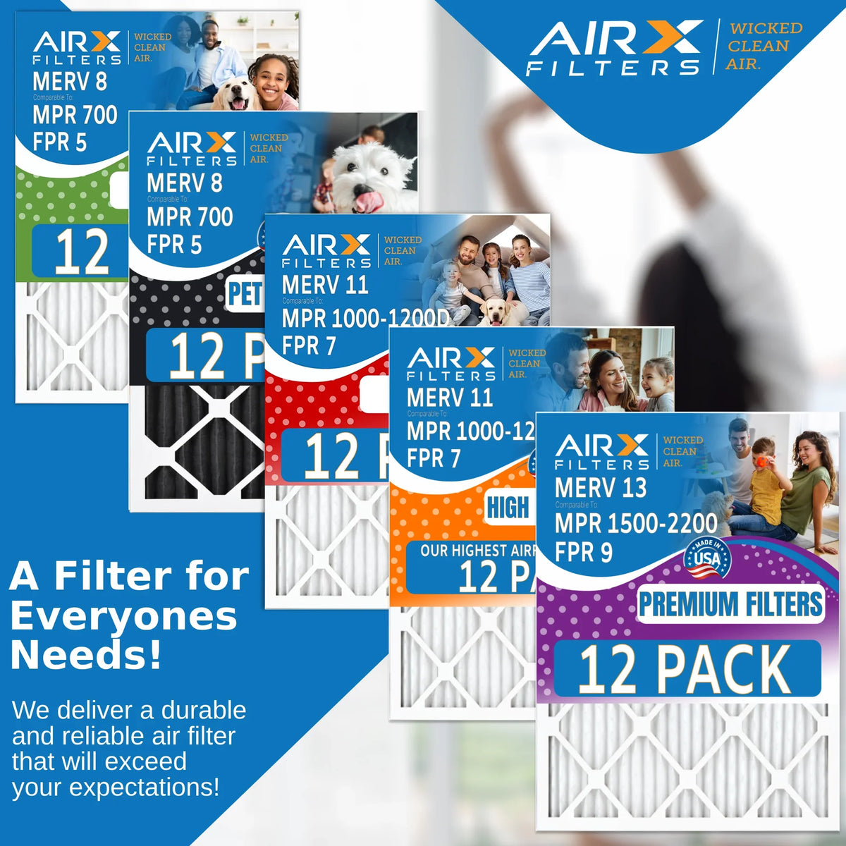 1000, - Furnace & Filters AIR. MERV AIRX MPR USA FPR 20x36x1 7 FILTERS 1200 Pack Filter Comparable Made Air to 11 of in 12 by Rating, MPR CLEAN WICKED