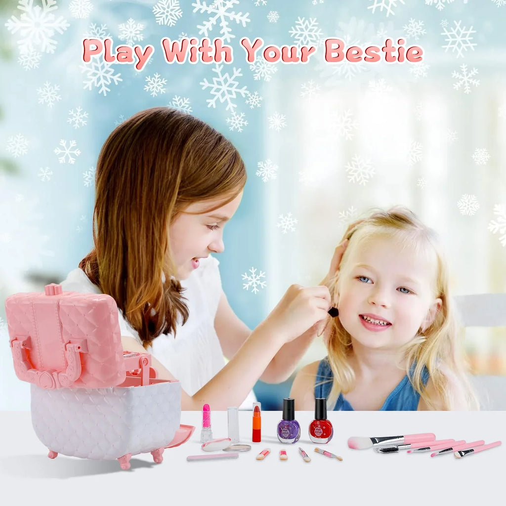 42 Cosmetic Makeup Kids Makeup Christmas Toys Real Non-Toxic WATTNE Frozen Safe Kids Girl Set Kit, Washable for Makeup Birthday (Pink) 3-12 Year Makeup Gift Pcs Girl for Set, & & Kit Old Toddler