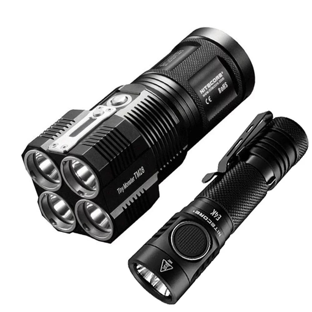 E4K and at -Both or home can Outdoor Searchlight Recharged Flashlight Value go Nitecore the on TM28 Pack: be