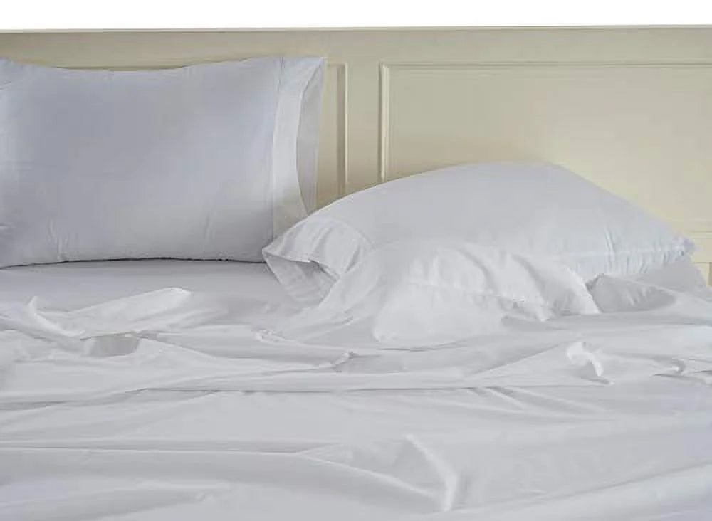 Mattress Sheets Organic LANE Pure for Set Upto 100% White Deep 15" Percale Bedding LINEN Cotton Weave Breathable 4-Piece King-Sheets Fits Bed