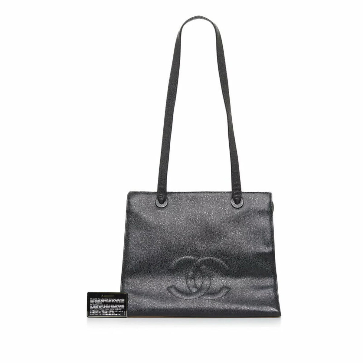 Bag Caviar (Good) Pre-Owned Shoulder Tote Chanel Mark CHANEL Coco Women's Black Skin