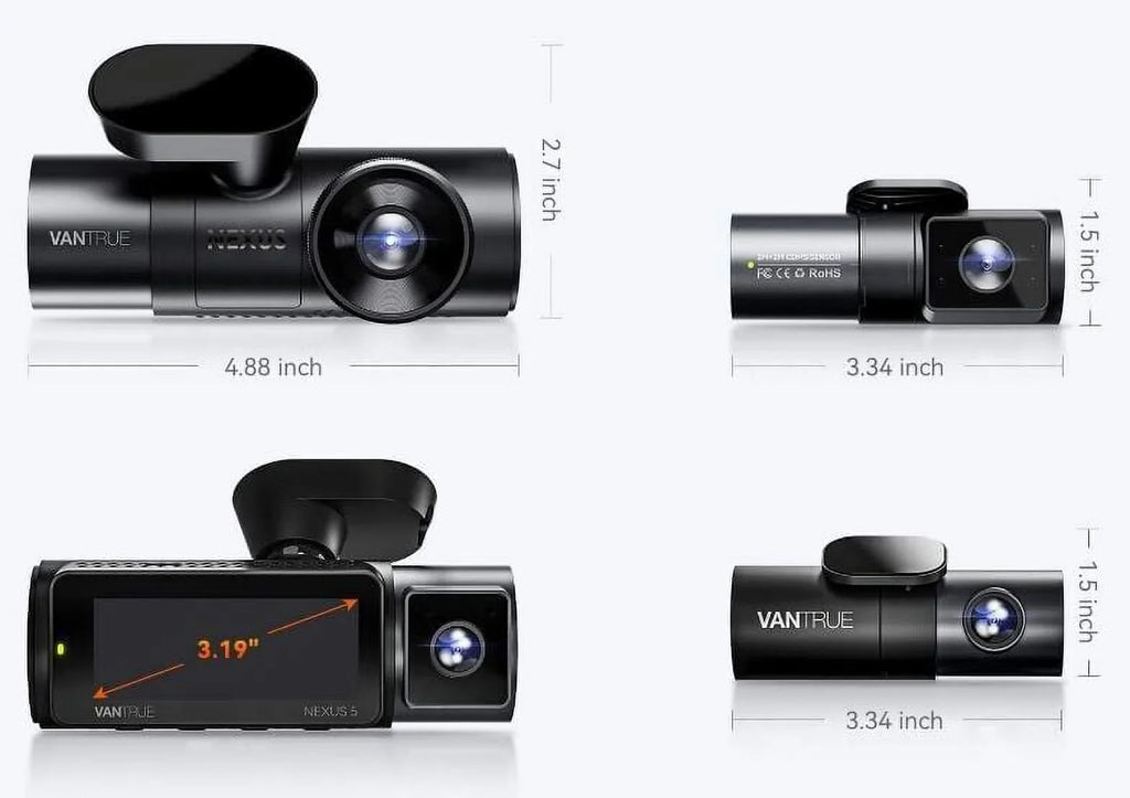 Voice (Memory Support GPS | Dashcam 4 Vantrue | WiFi 512GB Not Channel Control Included) | N5 | Card