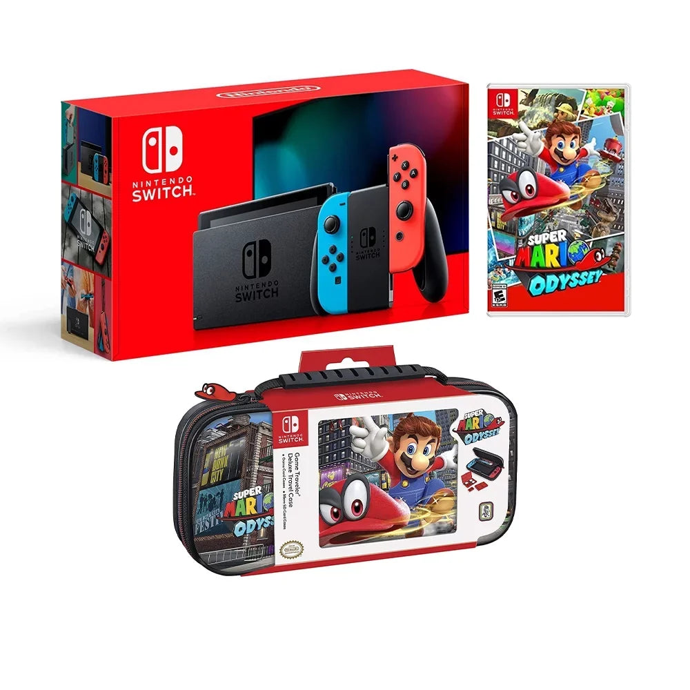 Deluxe and Switch 32GB Blue Case Odyssey Odyssey Game Travel and Bundle: Improved Battery Life Odyssey Nintendo Joy-Con Disc Red Console,Super Mario