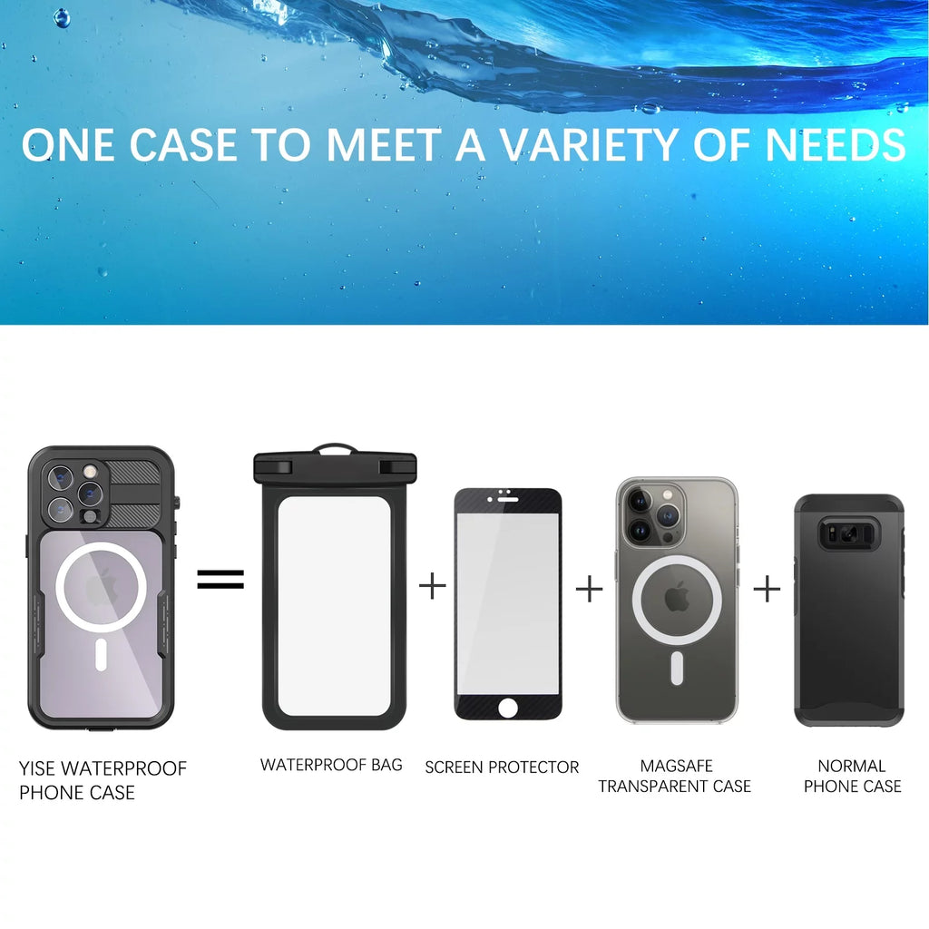 '- Military 6H for iPhone Pro Protector for Built-in 14 with 6.1" Pro [Real Underwater][14FT Case MagSafe] Screen iPhone 360][IP68 Dropproof][Dustproof][Compatible 14 Waterproof, Black