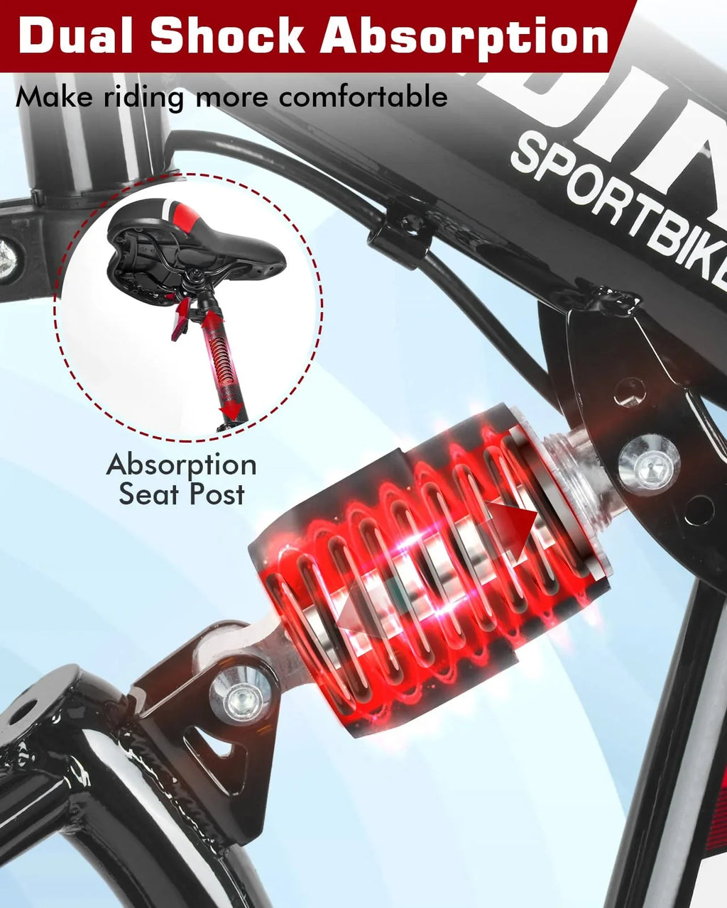 Speed/Carbon MTB Folding Steel Mountain High-Carbon Absorbers Bike, Inch Red City & Fiber Upgraded Zacro Disc Dual Brake Bikes, Shock 26 24 Road Wheels Bicycle,