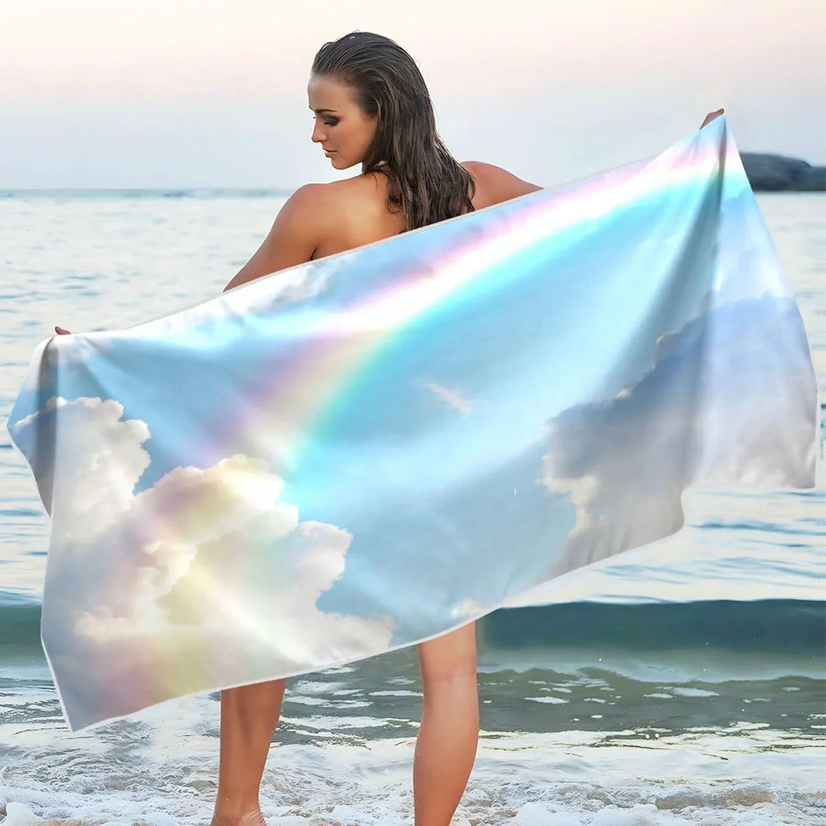 Swimming Rainbow Compact Bestwell - Beach Camping for Quick Towel Oversized Absorbent Travel Super Beautiful Dry Towels Lightweight Holiday（282） Towel -