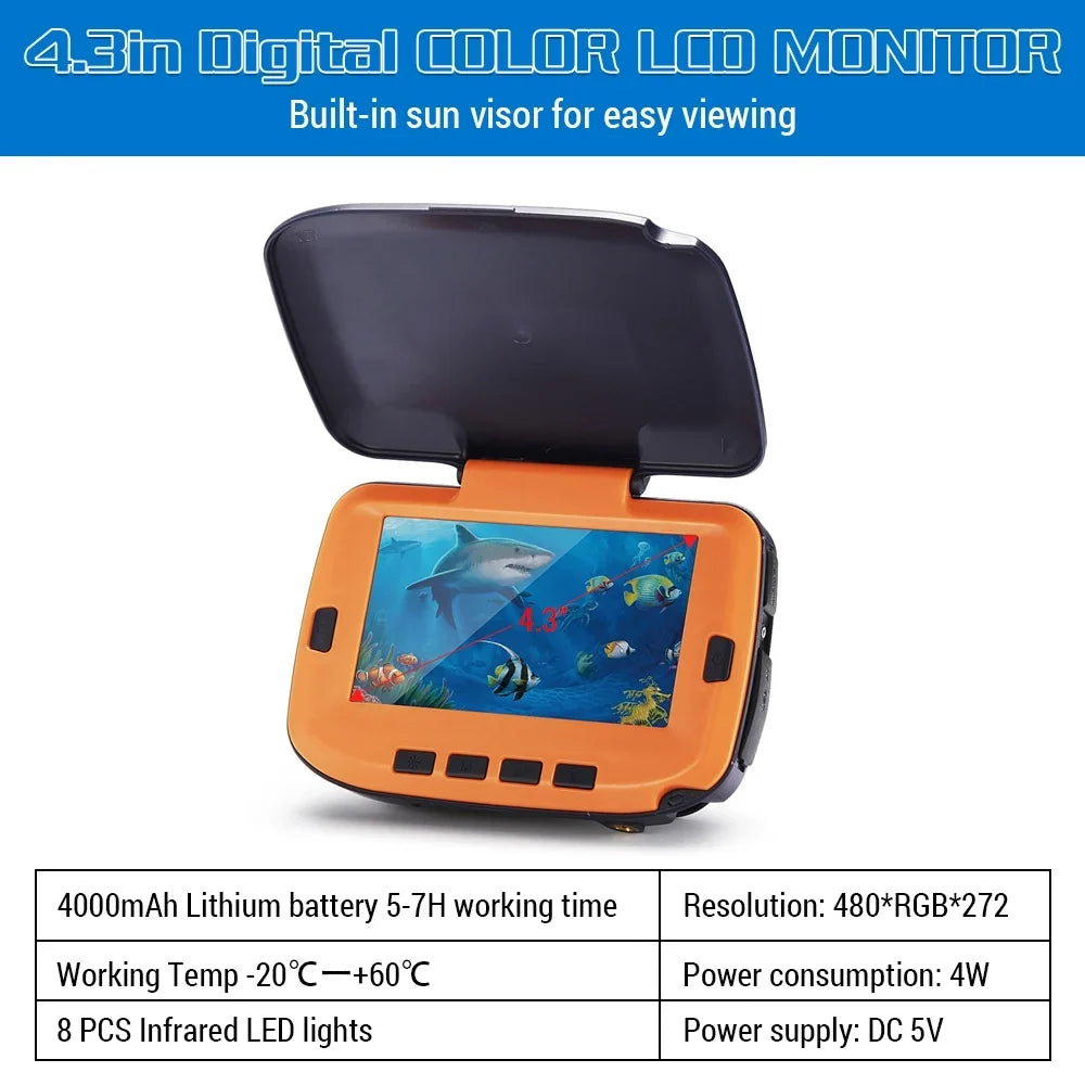 Fishing Fishing 300,000 Suitable Camera Night Vision 120° Lixada Digital View Pixels Underwater Ice/River 4.3in for LCD
