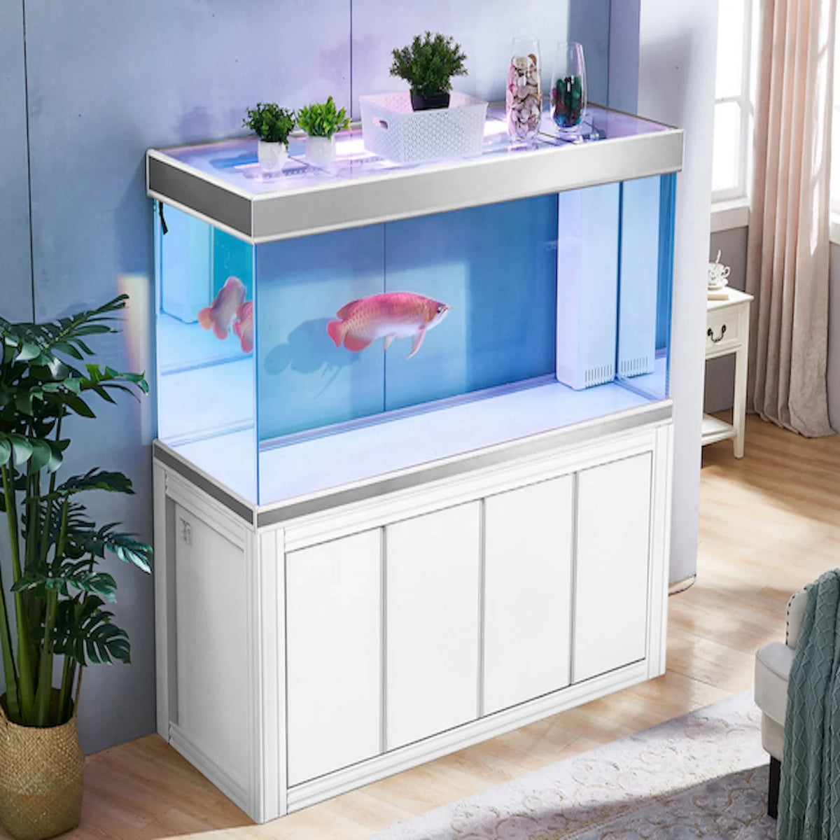 All-in-one White Aquarium Gallon Tempered and 235 Aqua Dream Silver Glass