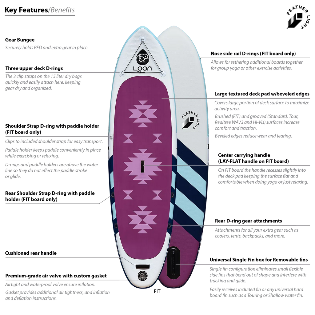 Fit 10'8" Inflatable Paddle Light Yoga Board Feather
