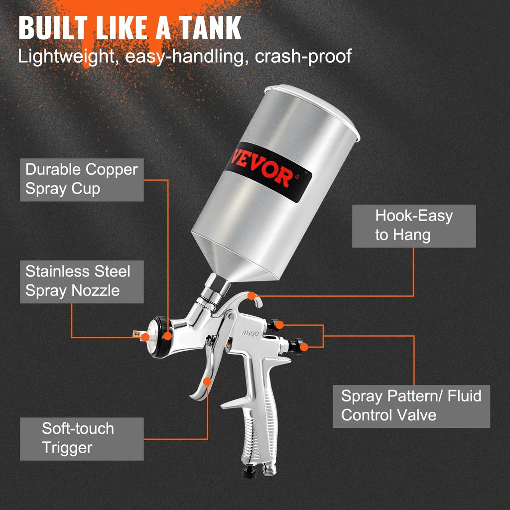 Nozzle LVLP Kit Gun Gravity Air Feed 1.3/1.4/1.8 Gun Spray Paint mm VEVOR