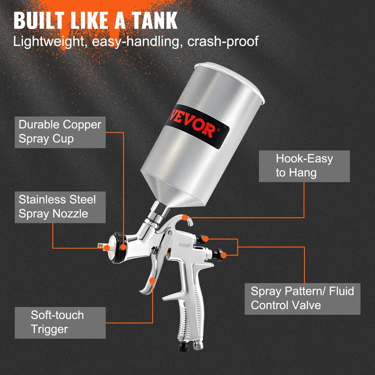 Nozzle LVLP Kit Gun Gravity Air Feed 1.3/1.4/1.8 Gun Spray Paint mm VEVOR