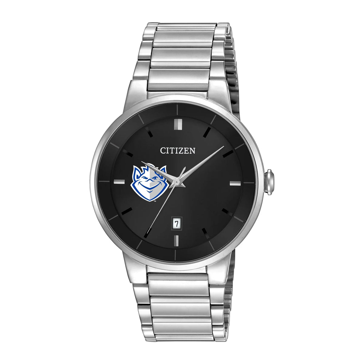 Watch Louis Steel Stainless Watch Saint Men's Billikens Black Dial Citizen Silver