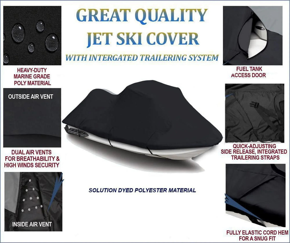 Bombardier Jet 2022 3up Sea Cover JET SKI Compatible 600D ACE 3 2018 HO Doo Cover PWC for SPARK Seater 2017 2014 Ski 2015 PWC 2021 Sea-Doo 900 2019 BLACK 2020