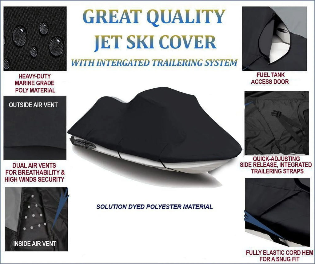 600 1997-2006 Kawasaki / Compatible PWC JetSki Cover Jet BLACK 2001 1100 Cover 2002 STS DENIER Ski STX / 900 1997-1999 900 STX for