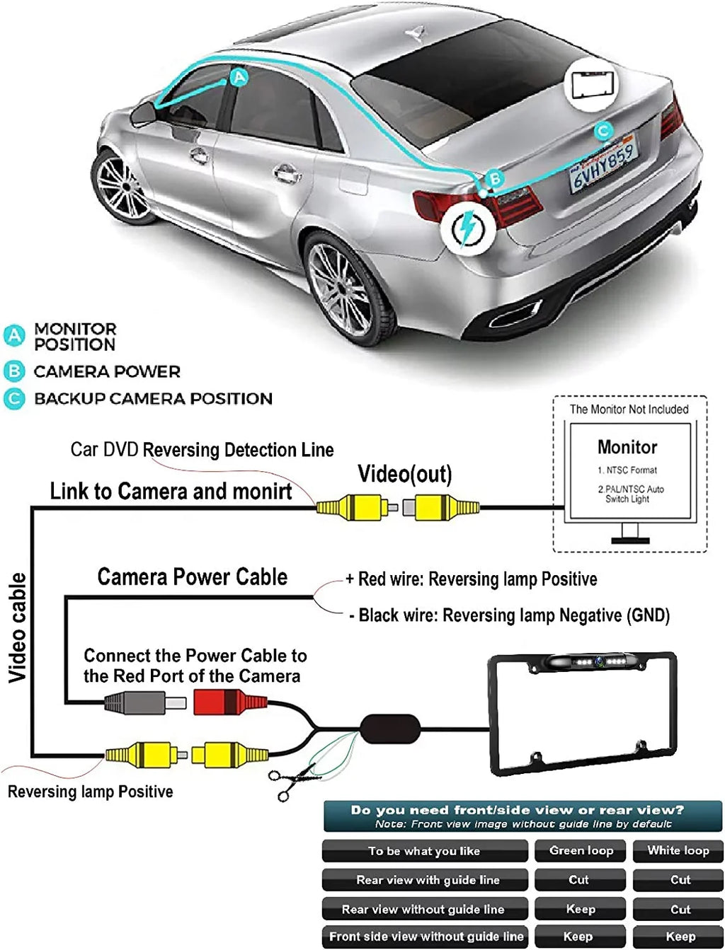 JVC Camera License Backup Frame Rearview Plate KWV950BT Black KW-V950BT for