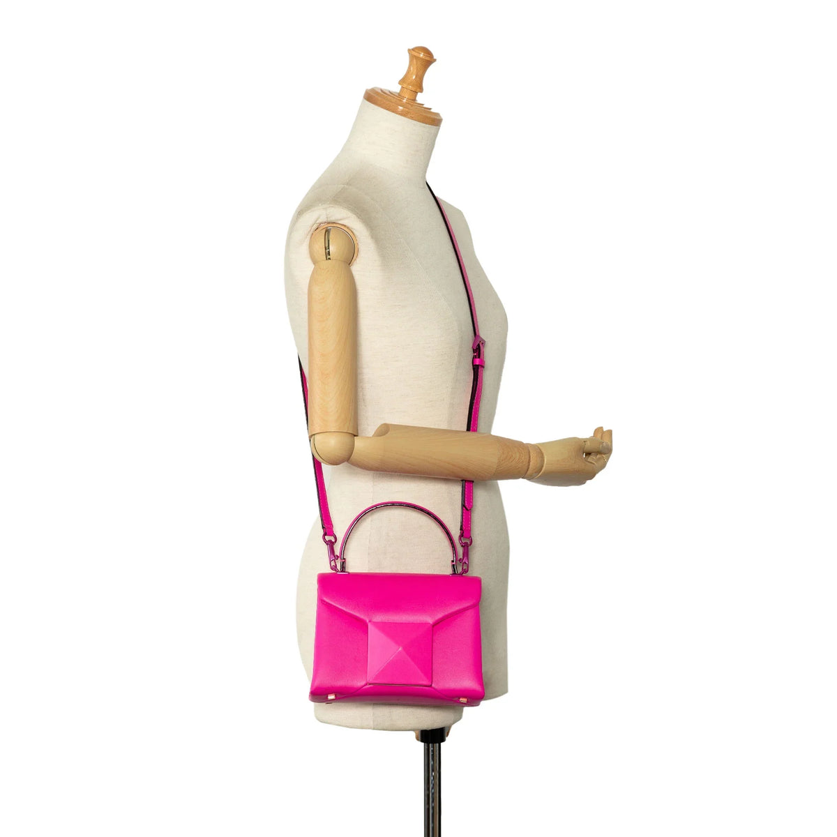 Satchel Unisex Pre-Owned Stud Pink Valentino One Authenticated Mini Leather (Good) Calf