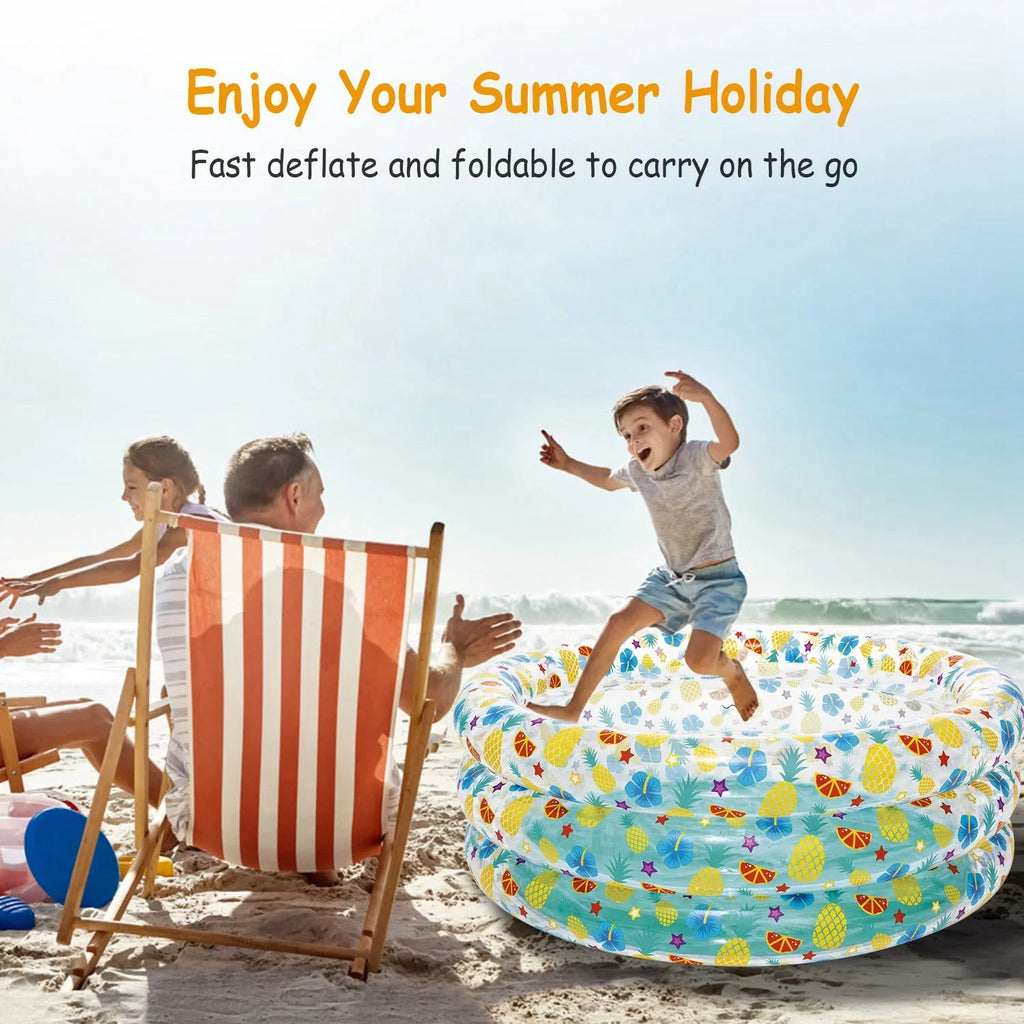 Water Family Drain Inflatable Backyard Swimming Baby 59x21in for Pool,iMounTEK Velvets 3 Plug Beach, Indoor Foldable with Pool