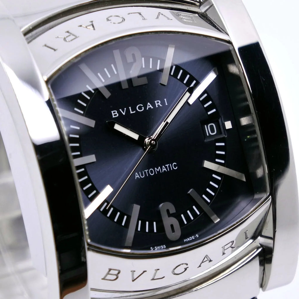 AA48S Ashoma Stainless Pre-Owned Watch Bvlgari Navy (Good) Silver Steel Men's Automatic Dial