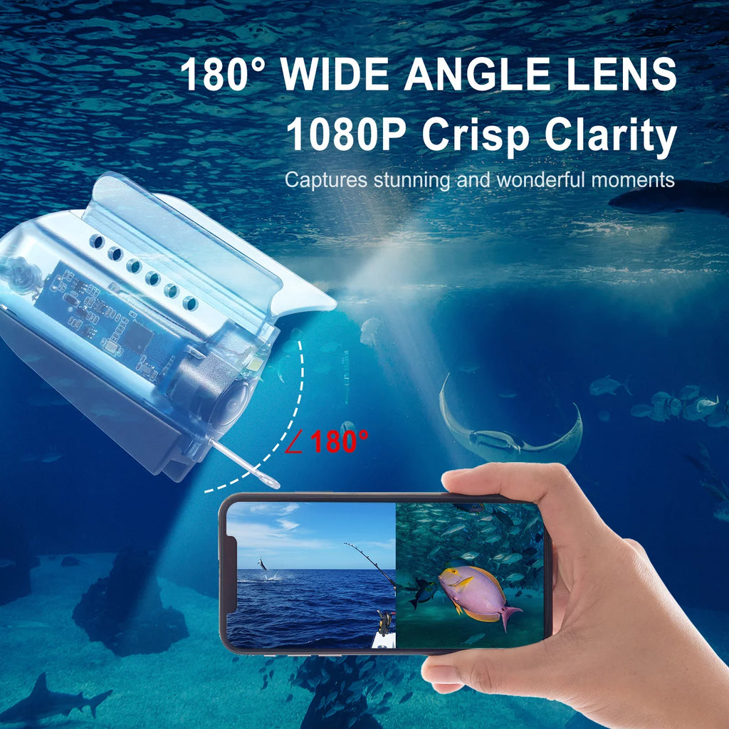 with Case Phone Holder Mobile Live for Control Dcenta Camera with Lake Fishing Kayak Fishing Boat Carry 1080P Video Cage Finder Underwater APP Camera Bait Cable 50M Fish Ice Sea Fishing
