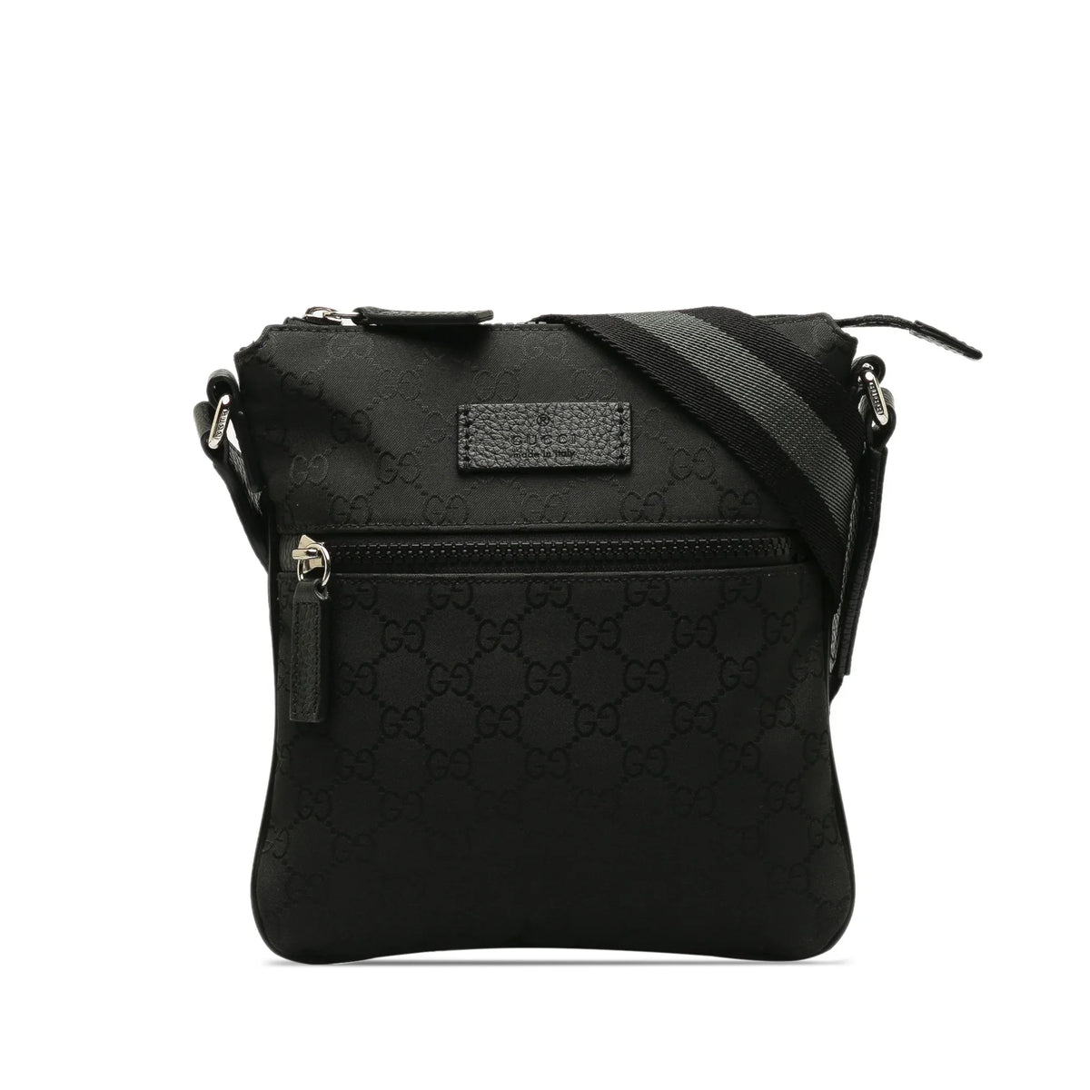 Web GG Bag Authenticated Fabric Nylon (Good) Crossbody Black Crossbody Pre-Owned Gucci Unisex