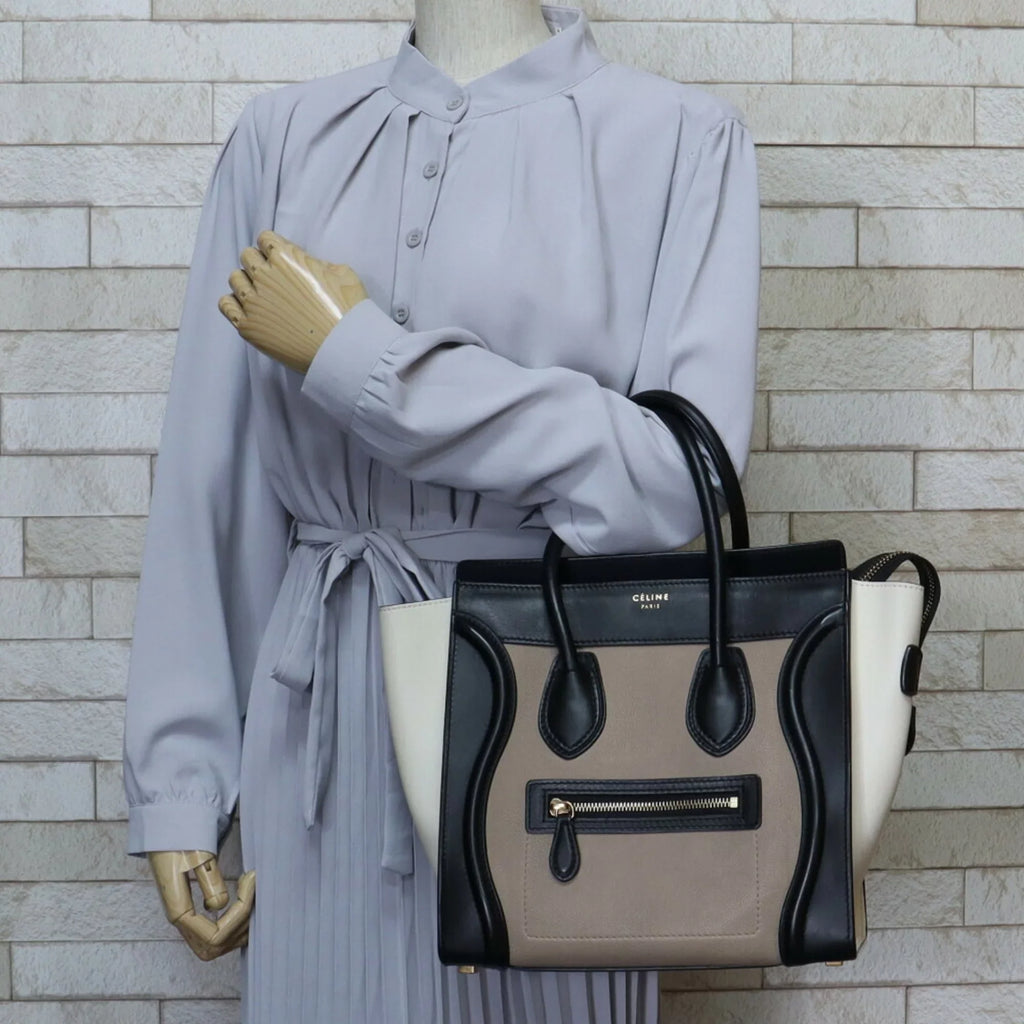 Luggage Celine Beige Micro (Good) Pre-Owned Handbag Leather Shopper Ladies