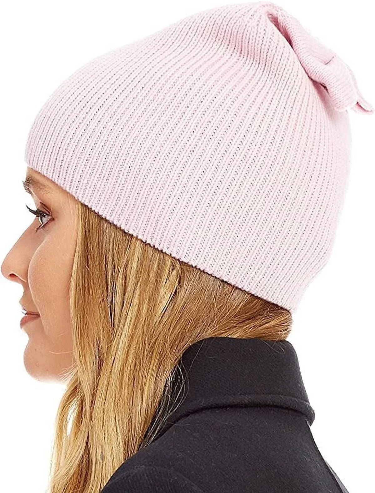 Kate Beanie Bow Solid Spade Pink