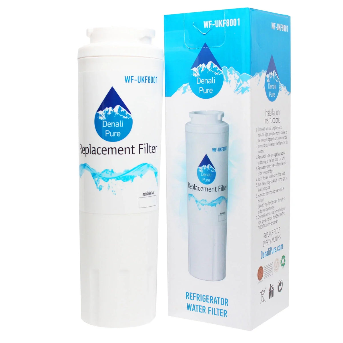 KitchenAid Filter Replacement Water with - Refrigerator Filter Cartridge 6-Pack Compatible KitchenAid 4396395 Water for Fridge KFCS22EVBL5